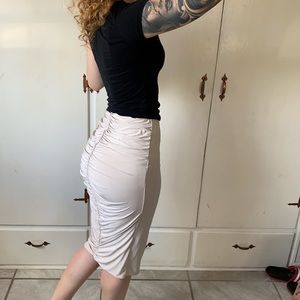 One sided ruched skirt in nude